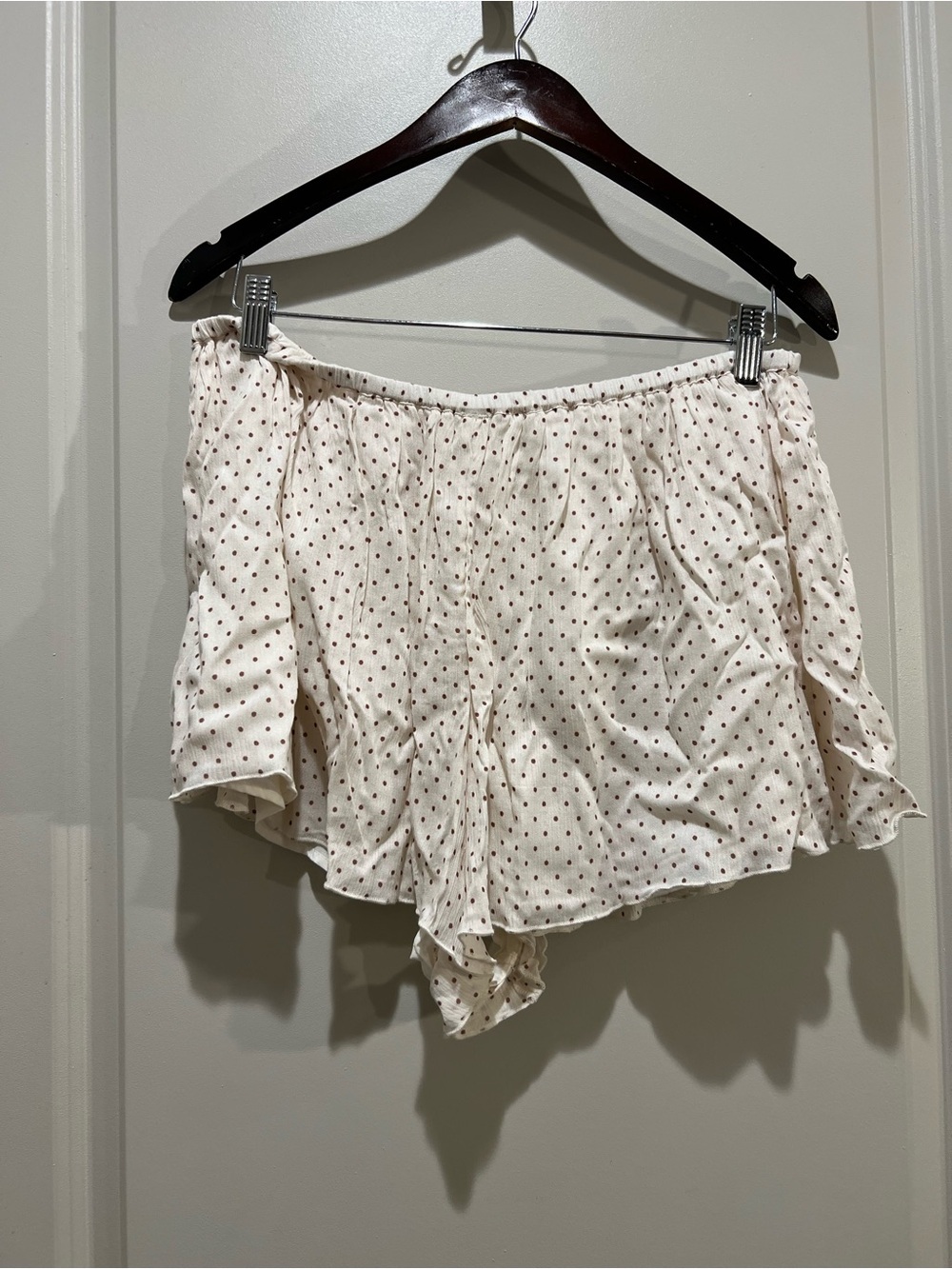 Free People Ruffle Me Up Ivory Polka Dot Top & Shorts Set XL NWT - Picture 6 of 8
